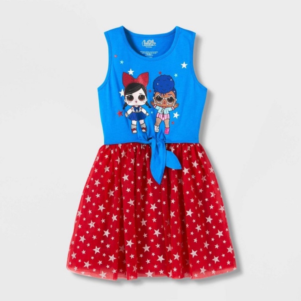 Lol surprise fourth 4th of July patriotic American stars dress a line tank top